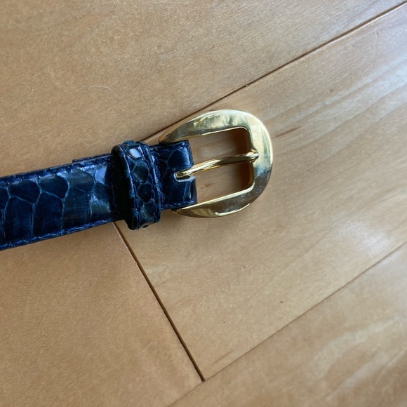 Vintage Canada Belt in navy snakeskin - Picture 1 of 3
